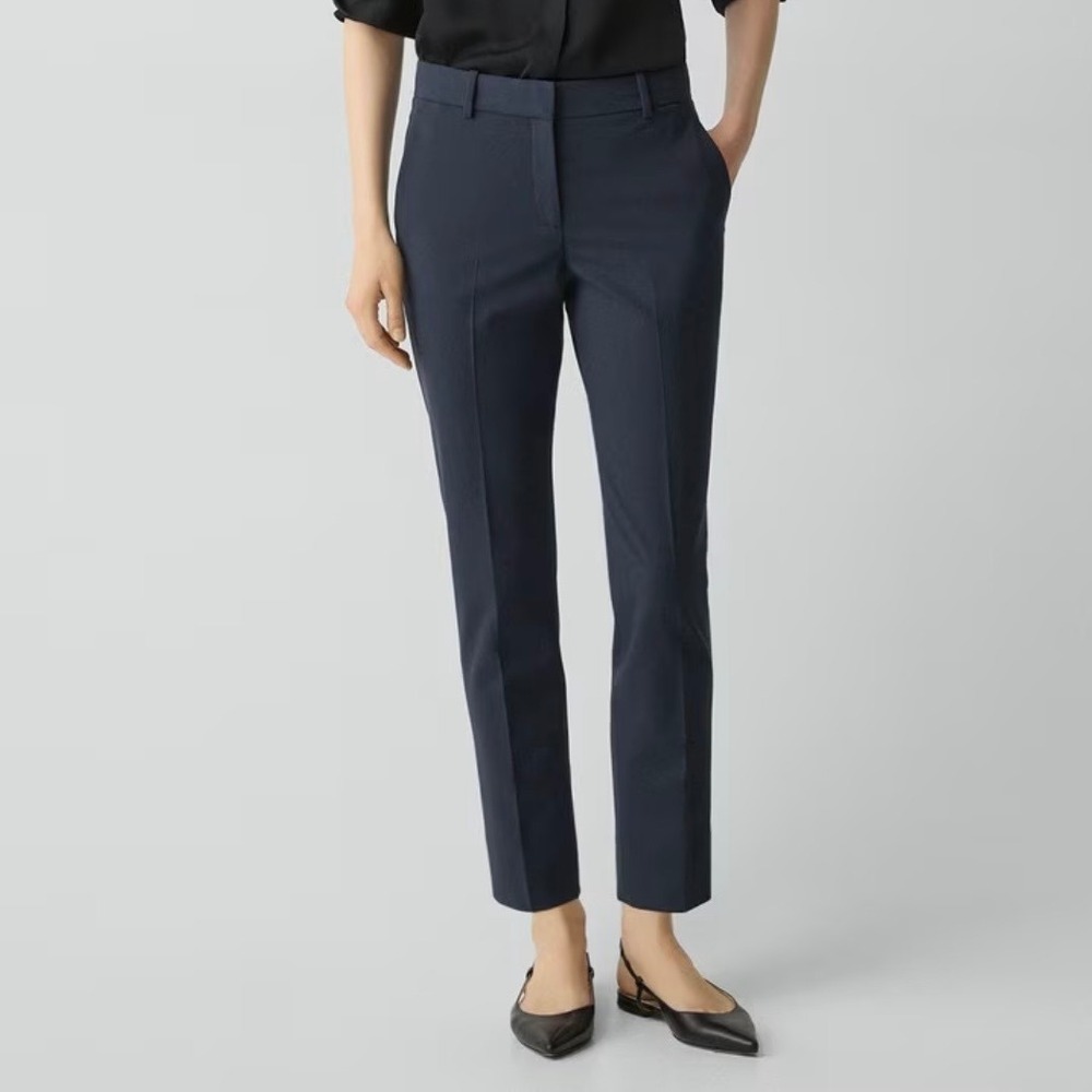 Theory Navy Blue Tailored Ankle Trousers